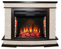 Каминокомплект Interflame Памир сланец коньячный дуб с очагом Panoramic 28 LED FX
