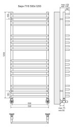 Водяной полотенцесушитель Terminus Берн П16 500х1000